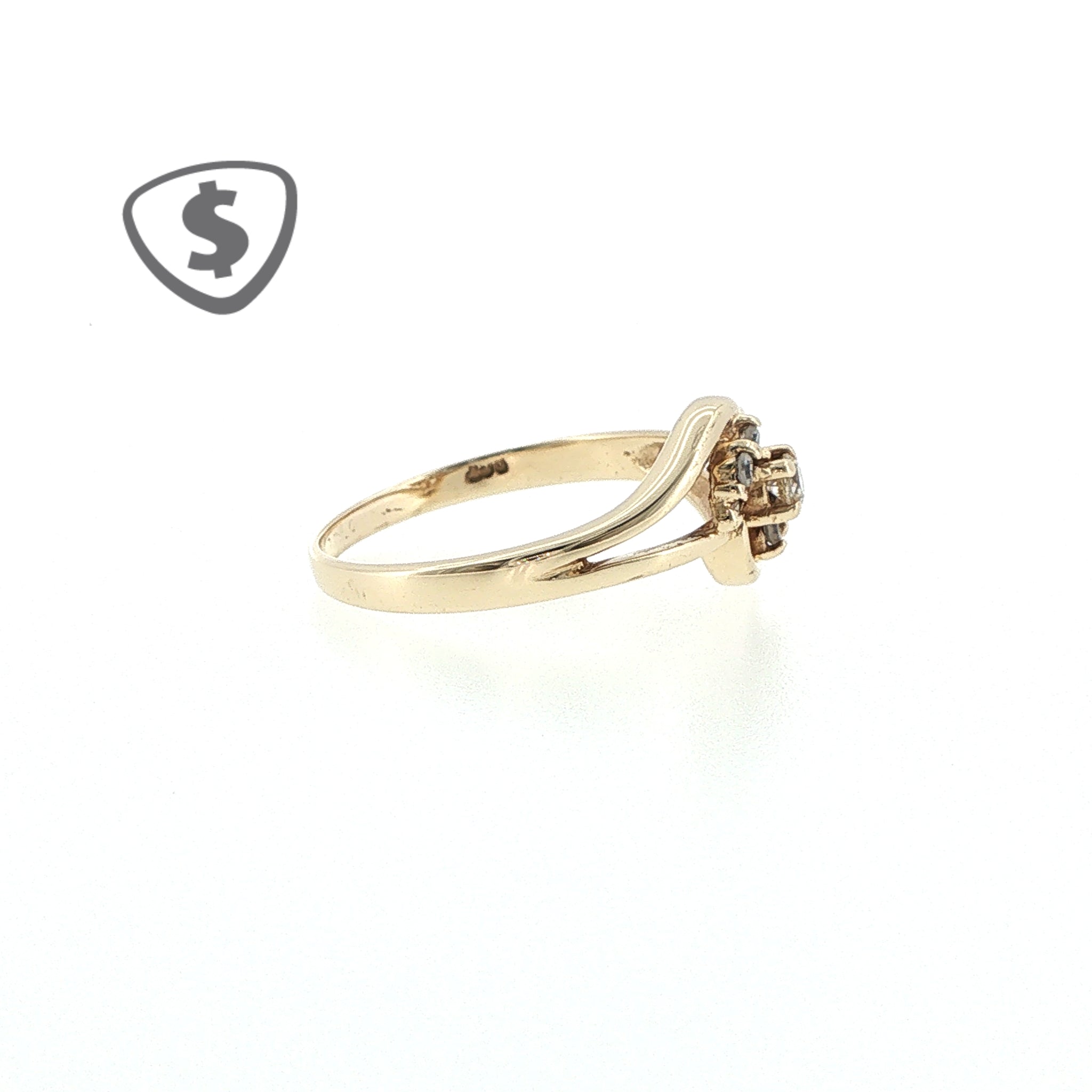9ct Yellow Gold Diamond Bypass Cluster Ring