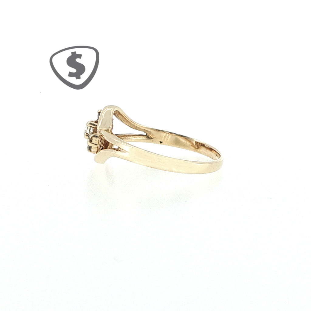 9ct Yellow Gold Diamond Bypass Cluster Ring