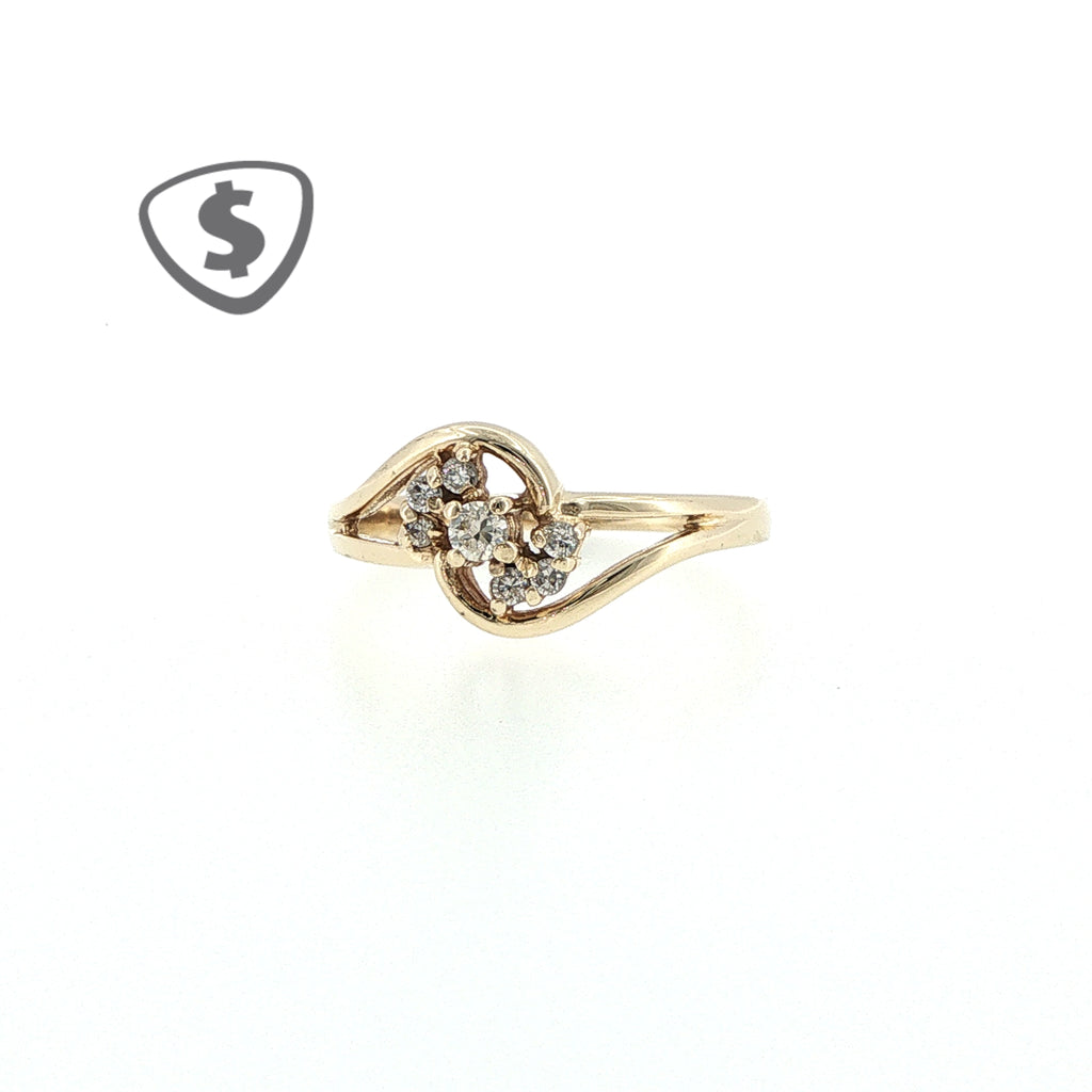 9ct Yellow Gold Diamond Bypass Cluster Ring
