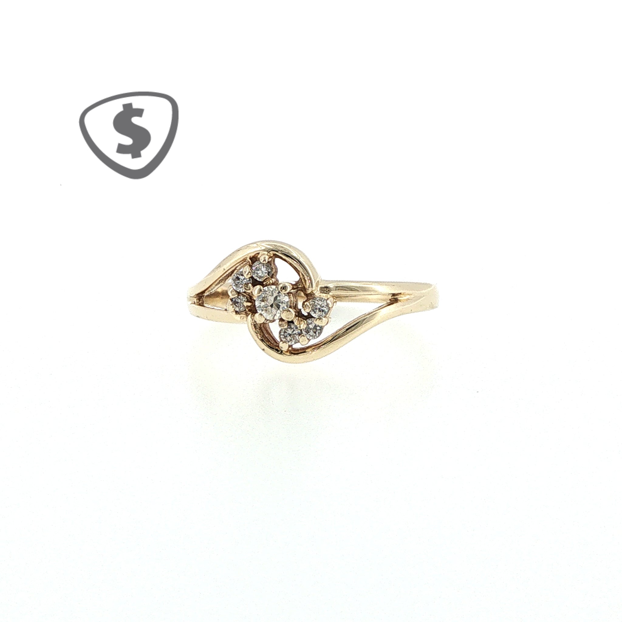 9ct Yellow Gold Diamond Bypass Cluster Ring