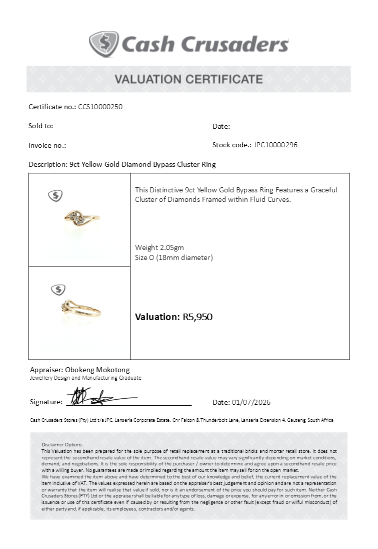 9ct Yellow Gold Diamond Bypass Cluster Ring