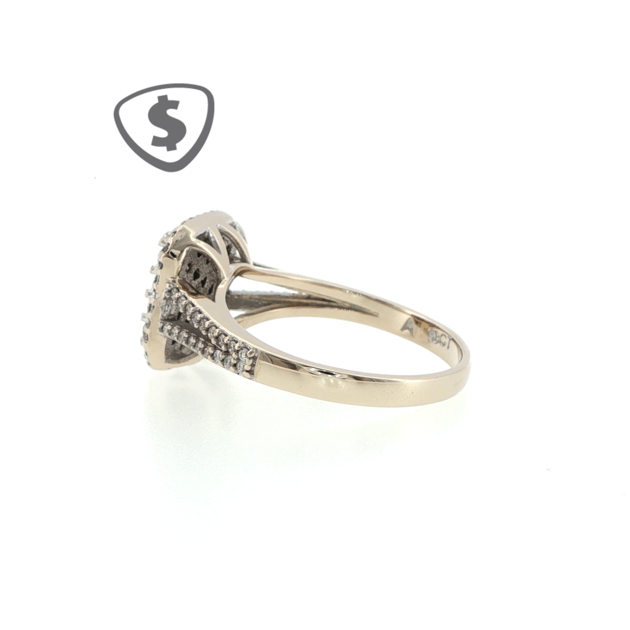 18ct White Gold Diamond Cluster Cocktail Ring with Split Shank