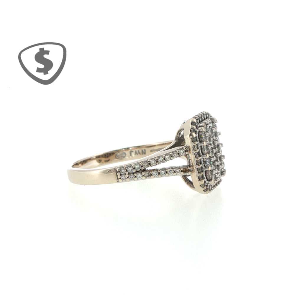 18ct White Gold Diamond Cluster Cocktail Ring with Split Shank