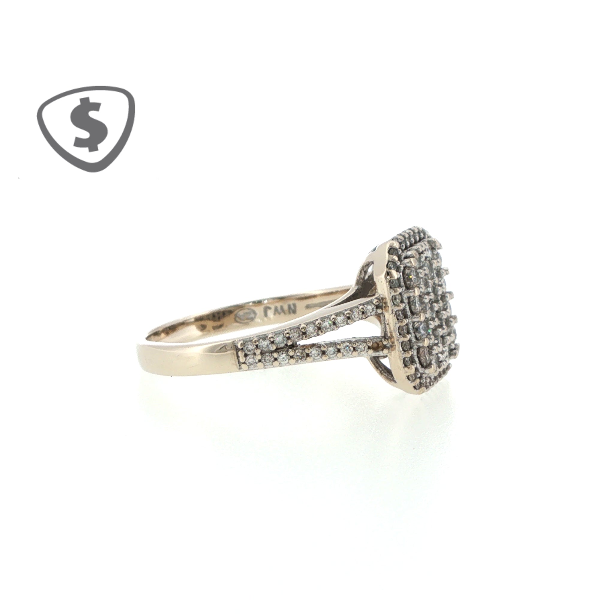 18ct White Gold Diamond Cluster Cocktail Ring with Split Shank