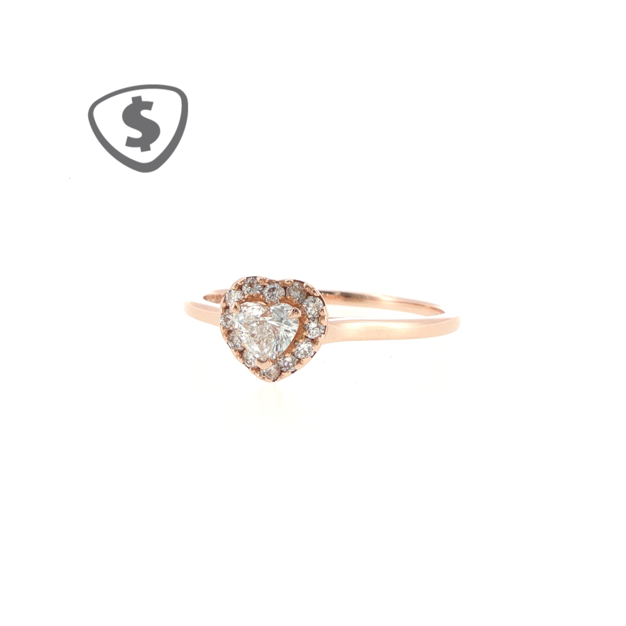 Heart-Shaped Diamond Halo Ring in 18ct Rose Gold