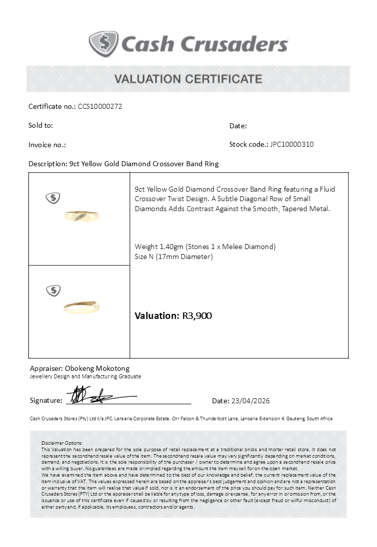 9ct Yellow Gold Diamond Crossover Band Ring