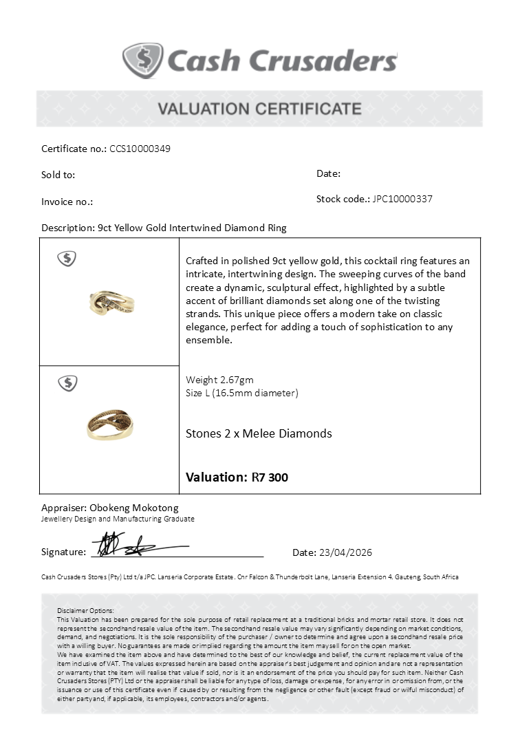 9ct Yellow Gold Intertwined Diamond Ring