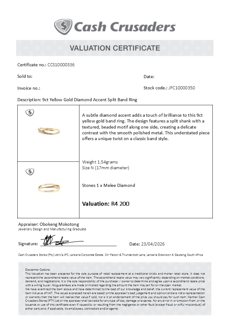 9ct Yellow Gold Diamond Accent Split Band Ring