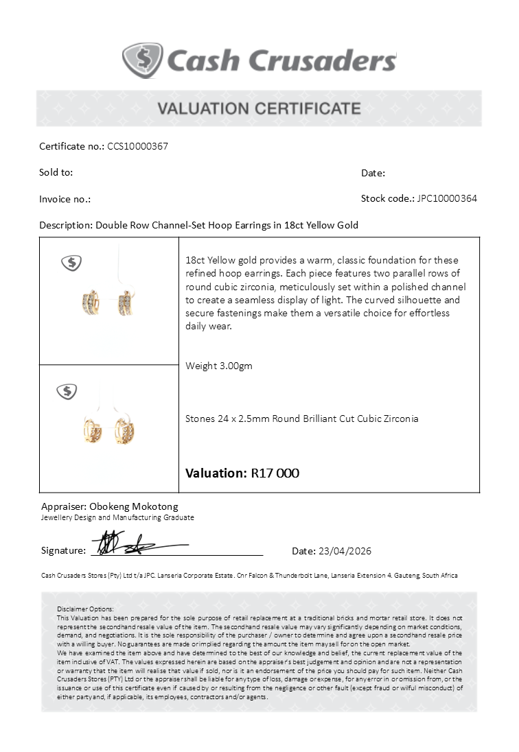 Double Row Channel-Set Hoop Earrings in 18ct Yellow Gold