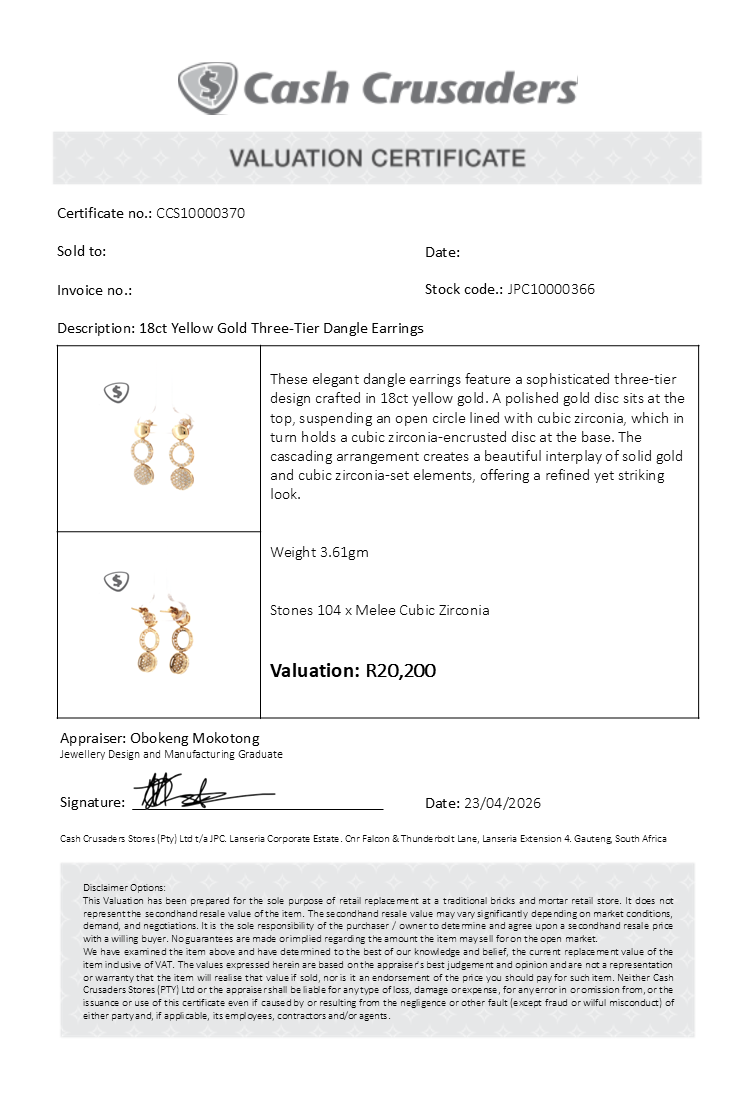 18ct Yellow Gold Three-Tier Dangle Earrings