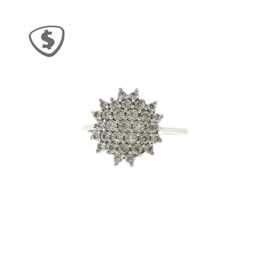 Diamond Starburst Cluster Cocktail Ring in 9ct White Gold