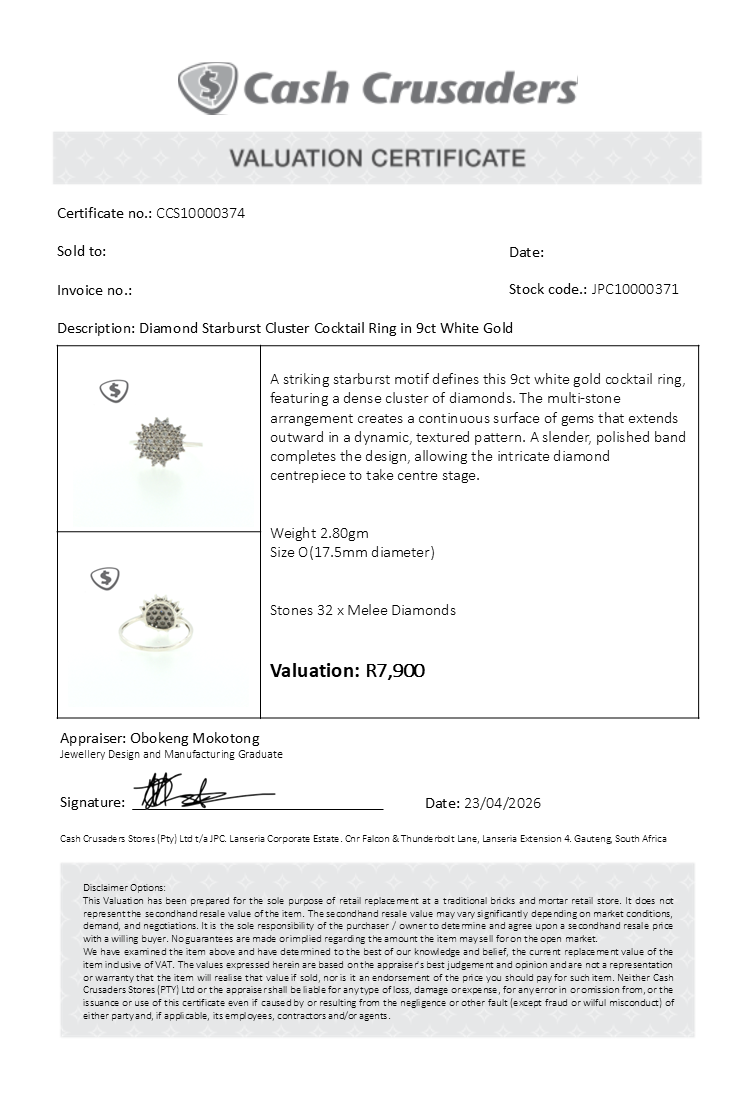 Diamond Starburst Cluster Cocktail Ring in 9ct White Gold