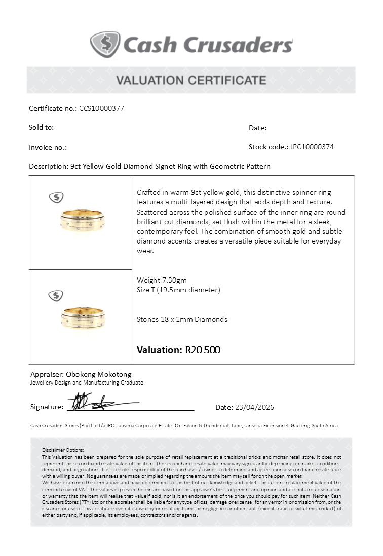 9ct Yellow Gold Diamond Accent Spinner Ring