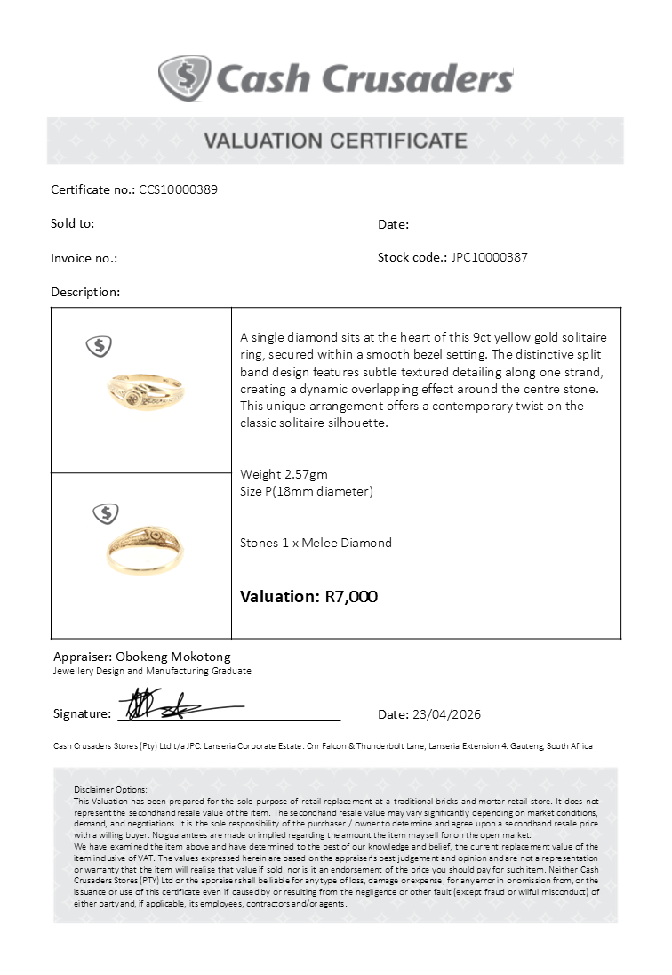 Diamond Solitaire Split Band Ring in 9ct Yellow Gold
