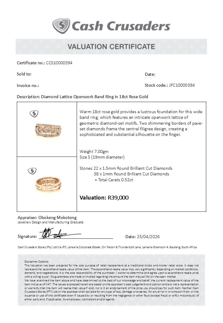 Diamond Lattice Openwork Band Ring in 18ct Rose Gold