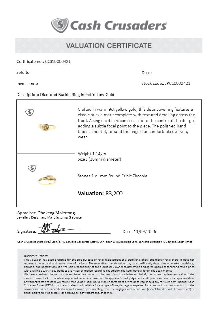 Diamond Buckle Ring in 9ct Yellow Gold