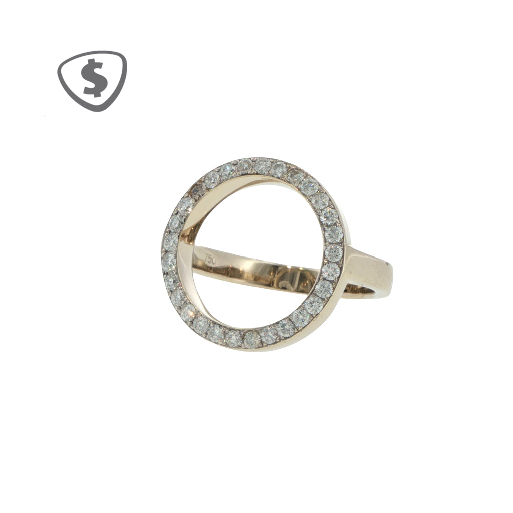 18ct White Gold CZ Open Circle Cocktail Ring