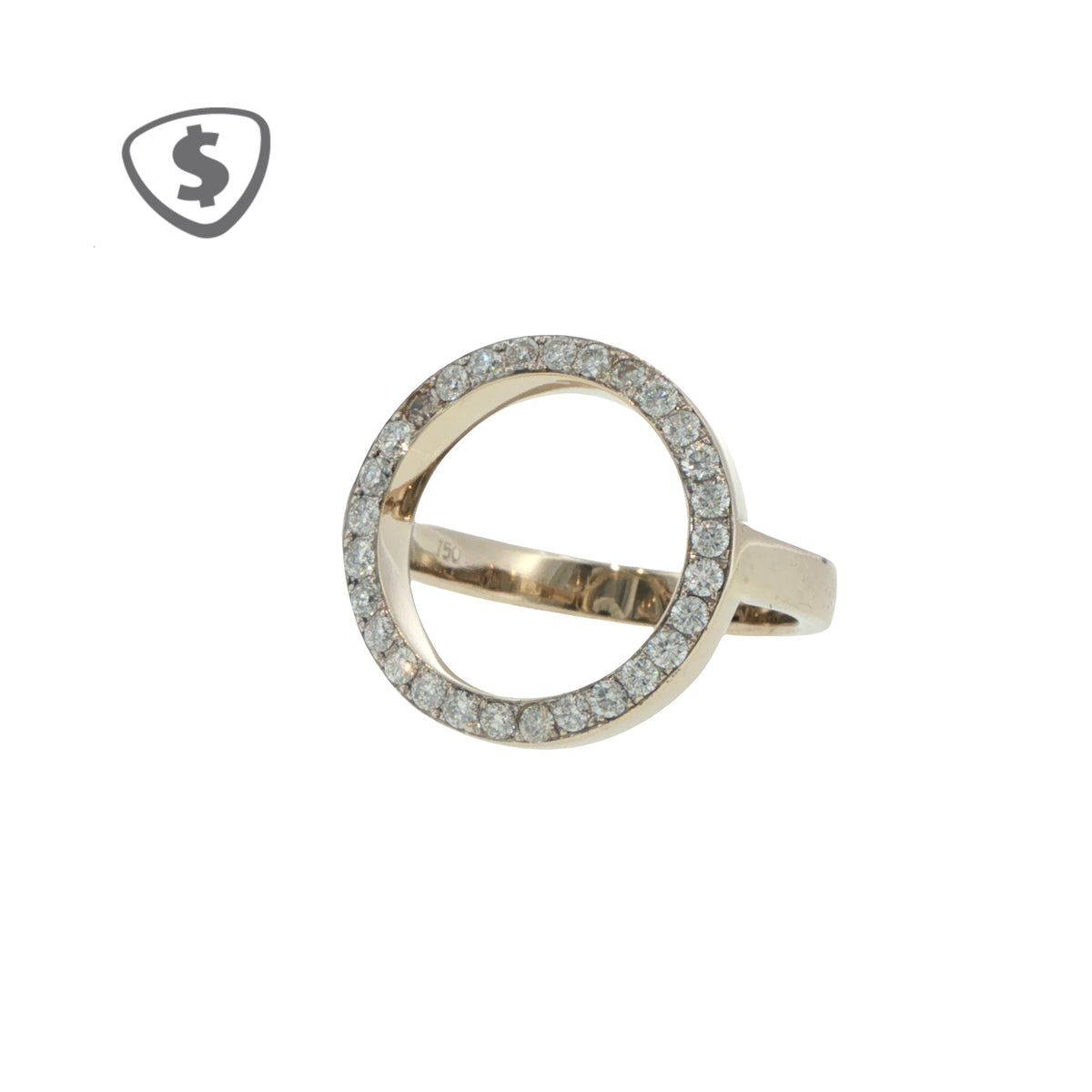 18ct White Gold CZ Open Circle Cocktail Ring