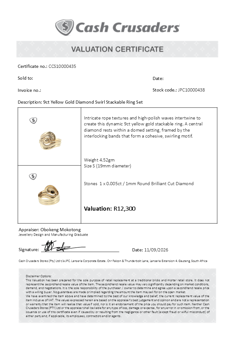 9ct Yellow Gold Diamond Swirl Stackable Ring Set