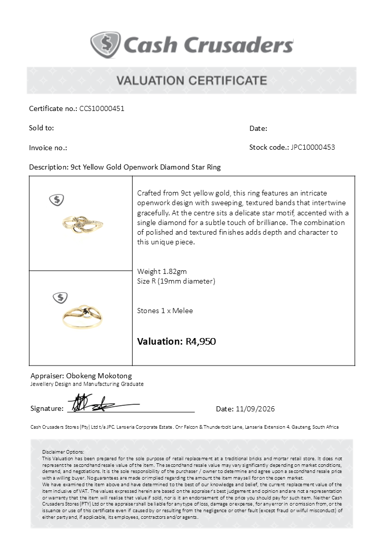 9ct Yellow Gold Openwork Diamond Star Ring