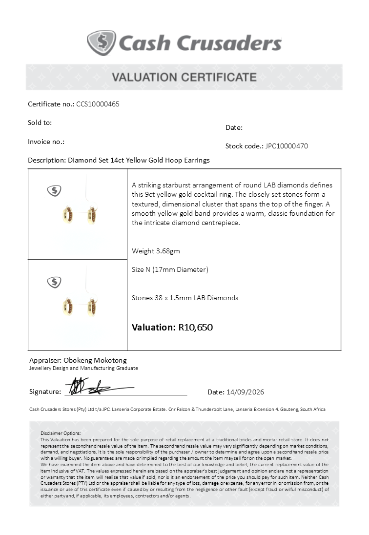 9ct Yellow Gold LAB Diamond Starburst Cocktail Ring