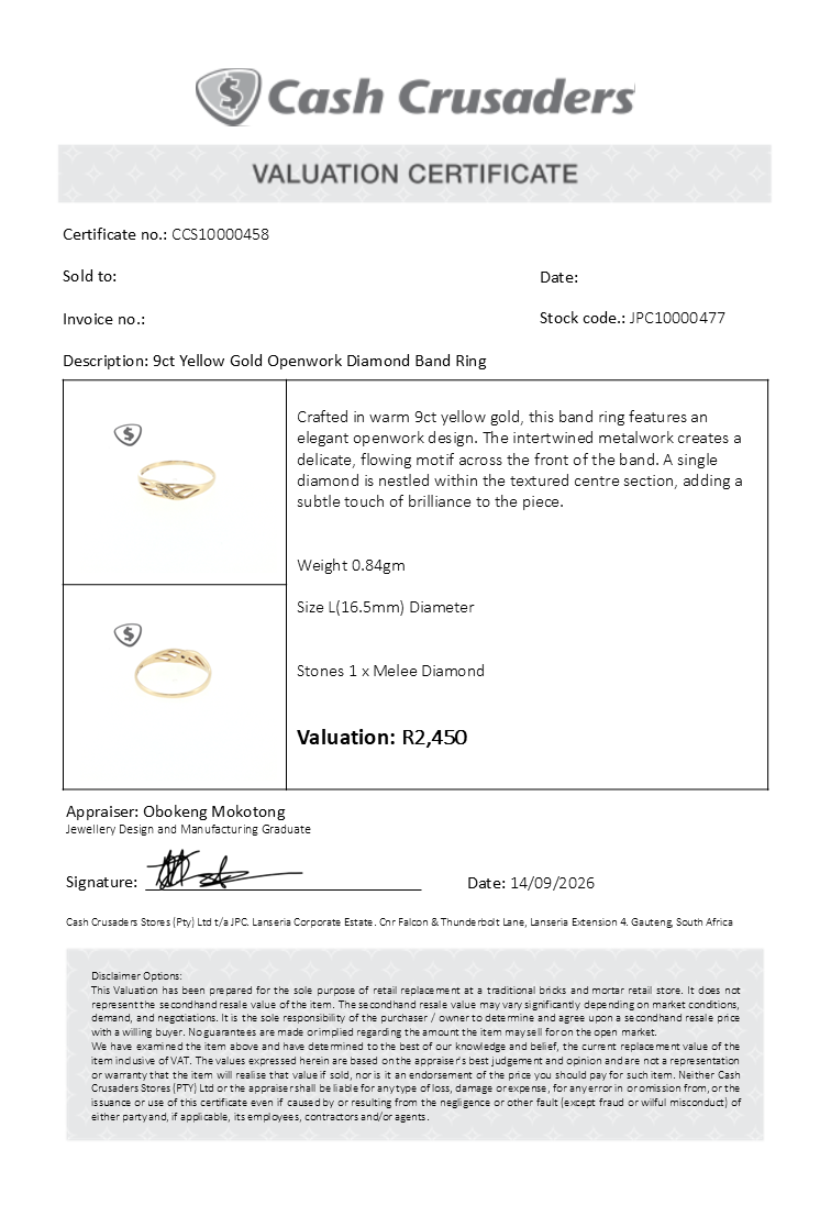 9ct Yellow Gold Openwork Diamond Band Ring