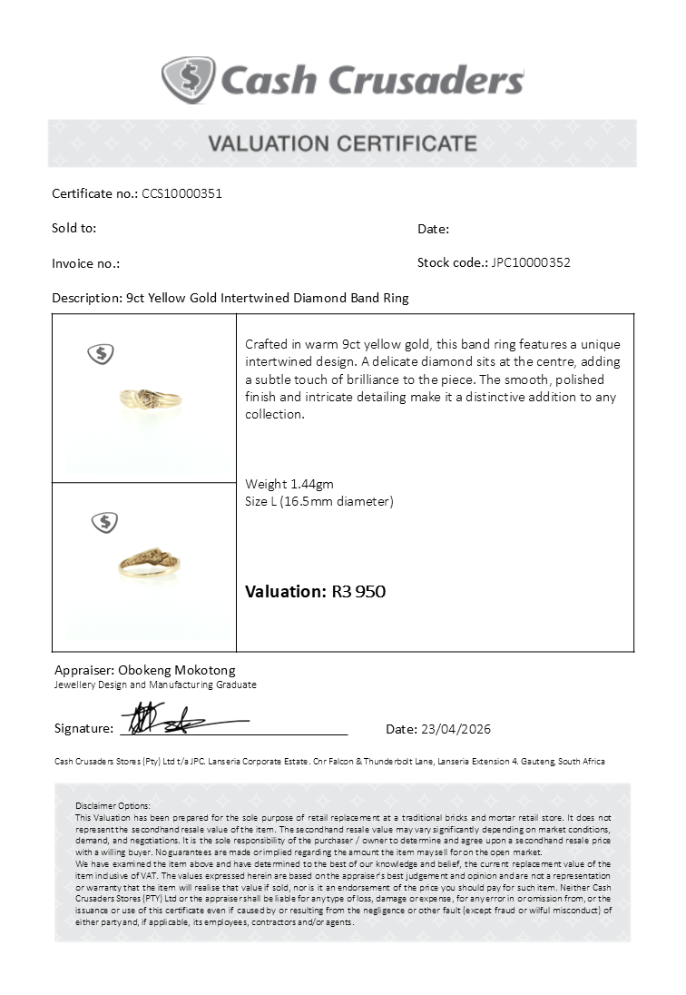 9ct Yellow Gold Intertwined Diamond Band Ring