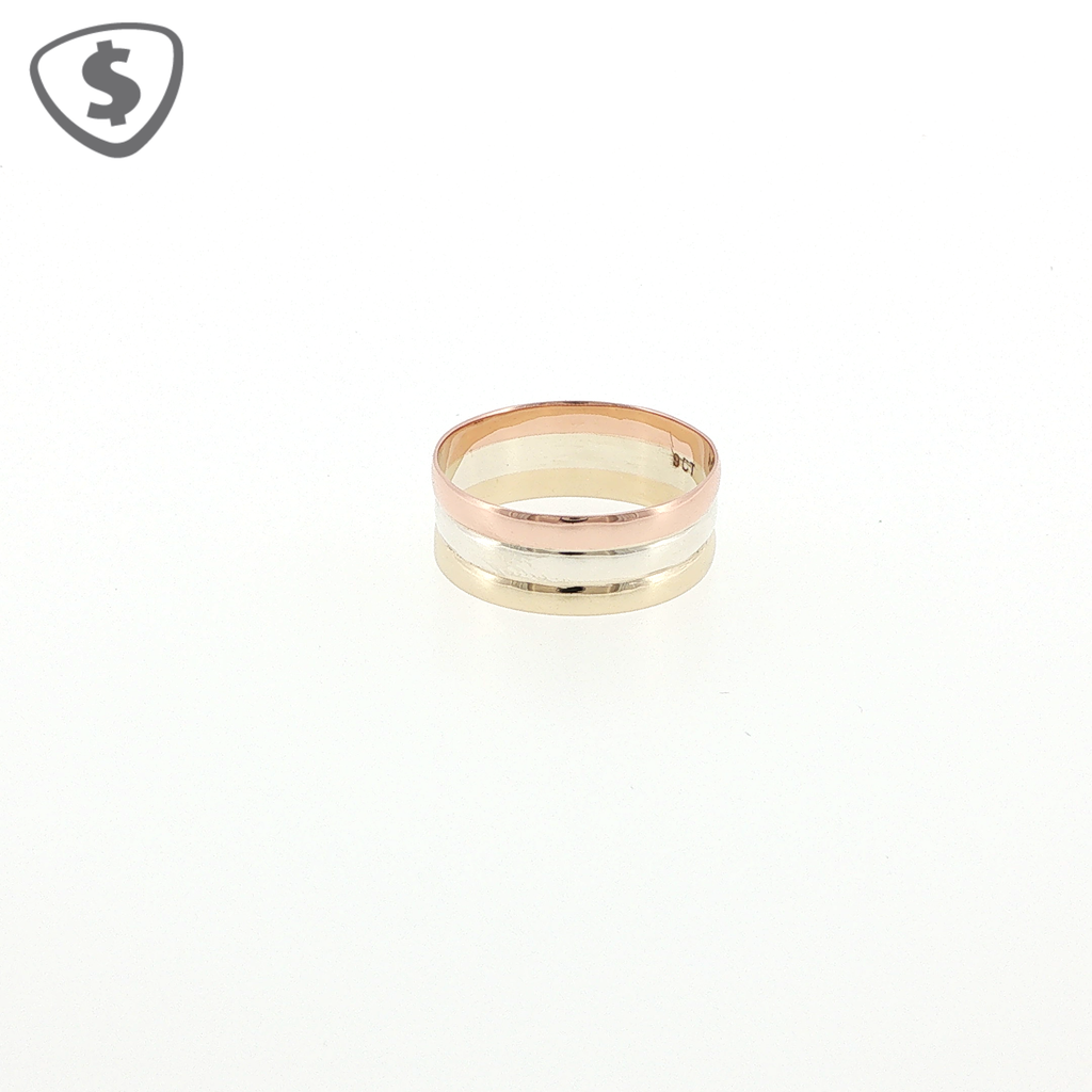 9ct Tri Colour Gold Band Ring
