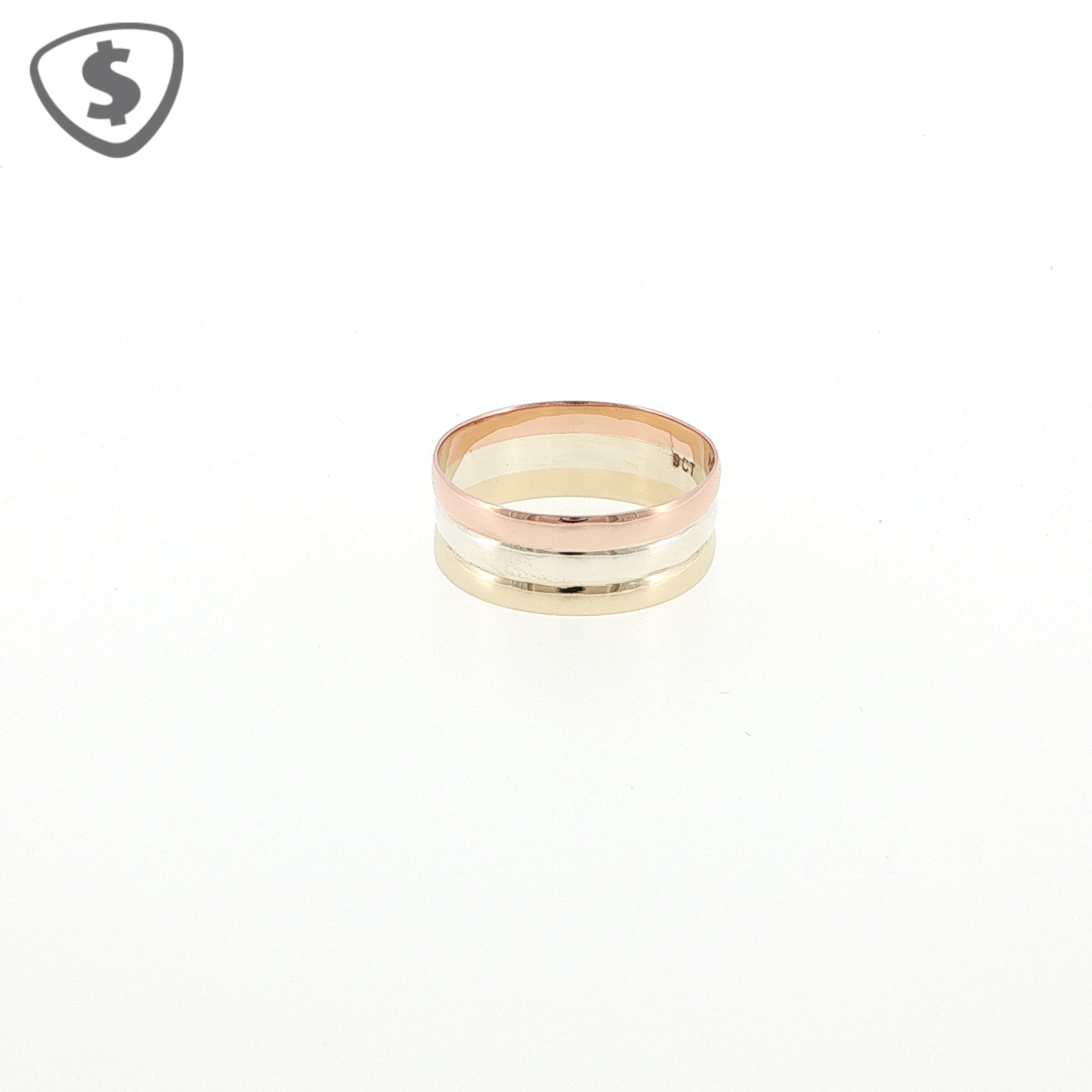 9ct Tri Colour Gold Band Ring