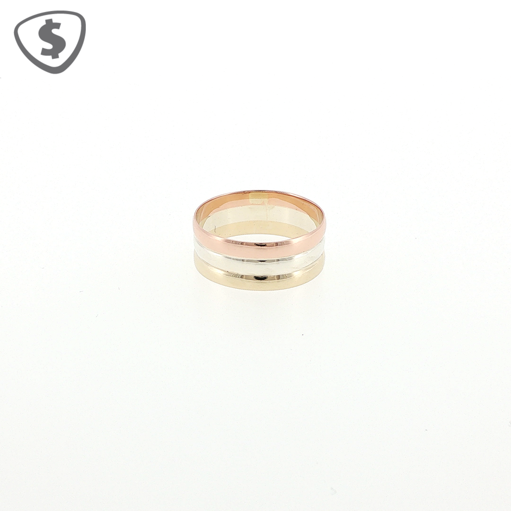 9ct Tri Colour Gold Band Ring