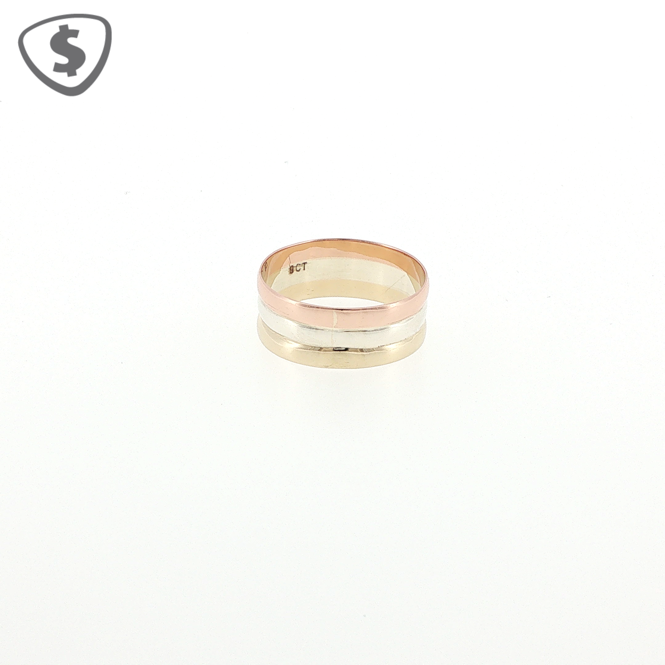 9ct Tri Colour Gold Band Ring