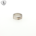 9ct Two Tone White Gold Band Ring with Rope Detailing