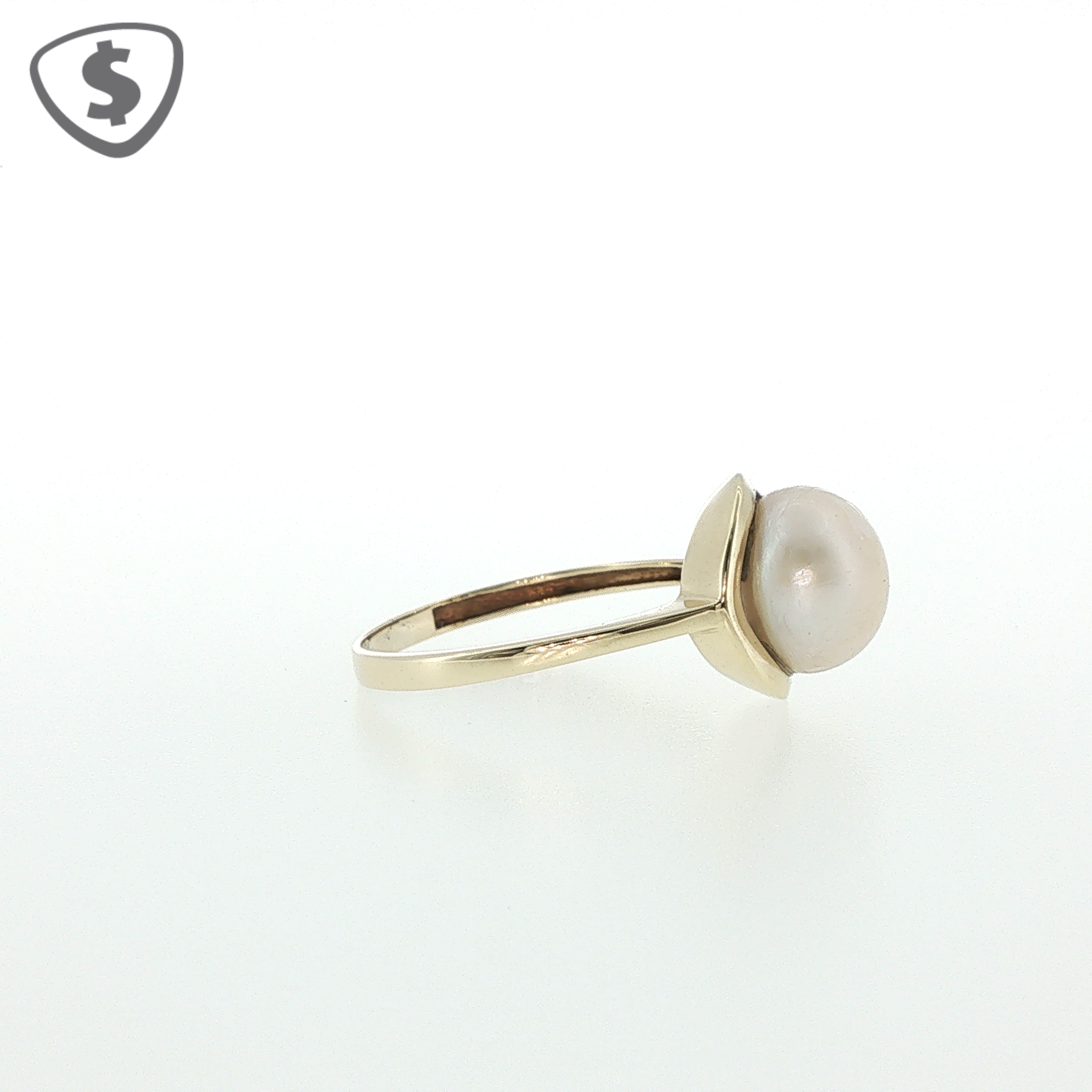 9ct Yellow Gold Pearl Solitaire Ring