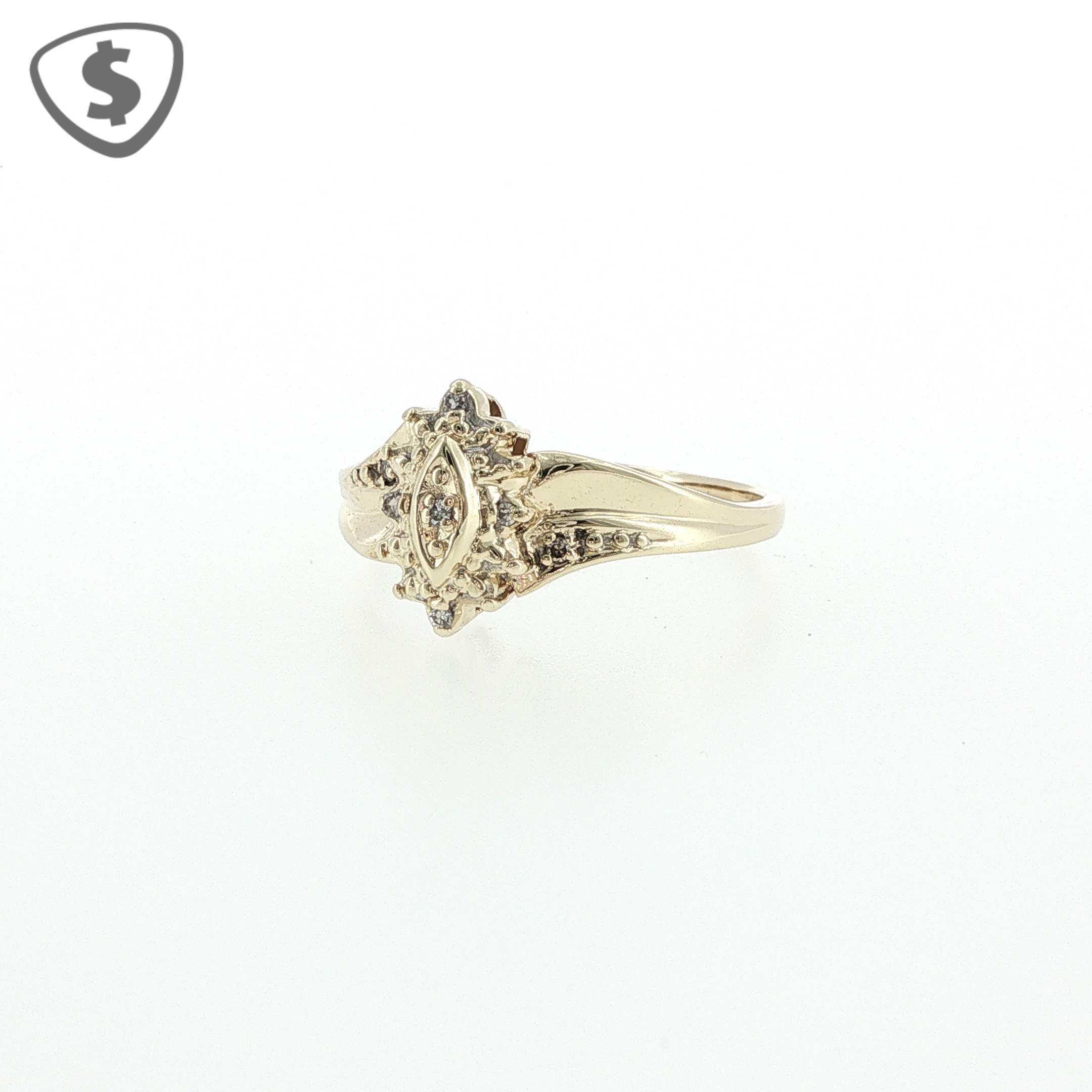 9ct Yellow Gold Diamond Cocktail Ring with Marquise Motif