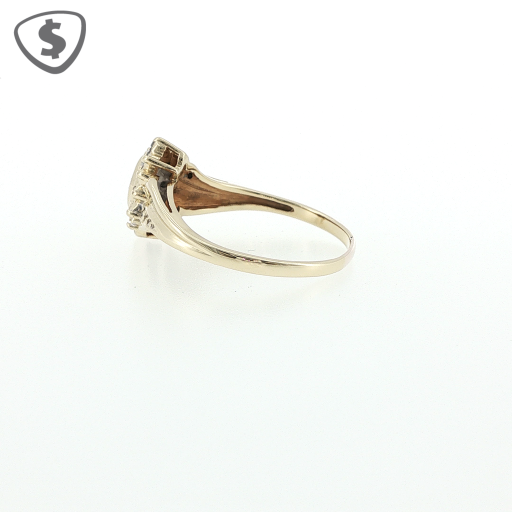 9ct Yellow Gold Diamond Cocktail Ring with Marquise Motif