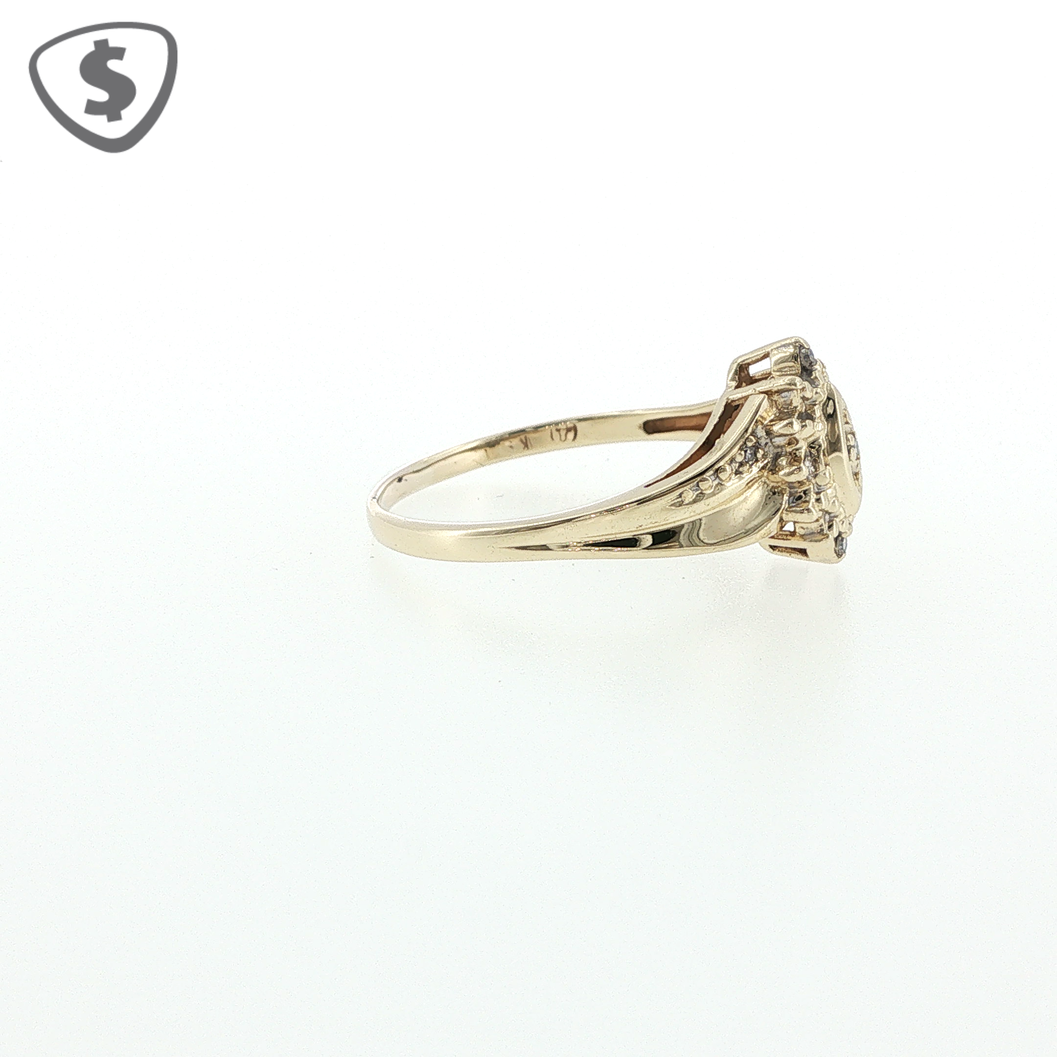 9ct Yellow Gold Diamond Cocktail Ring with Marquise Motif