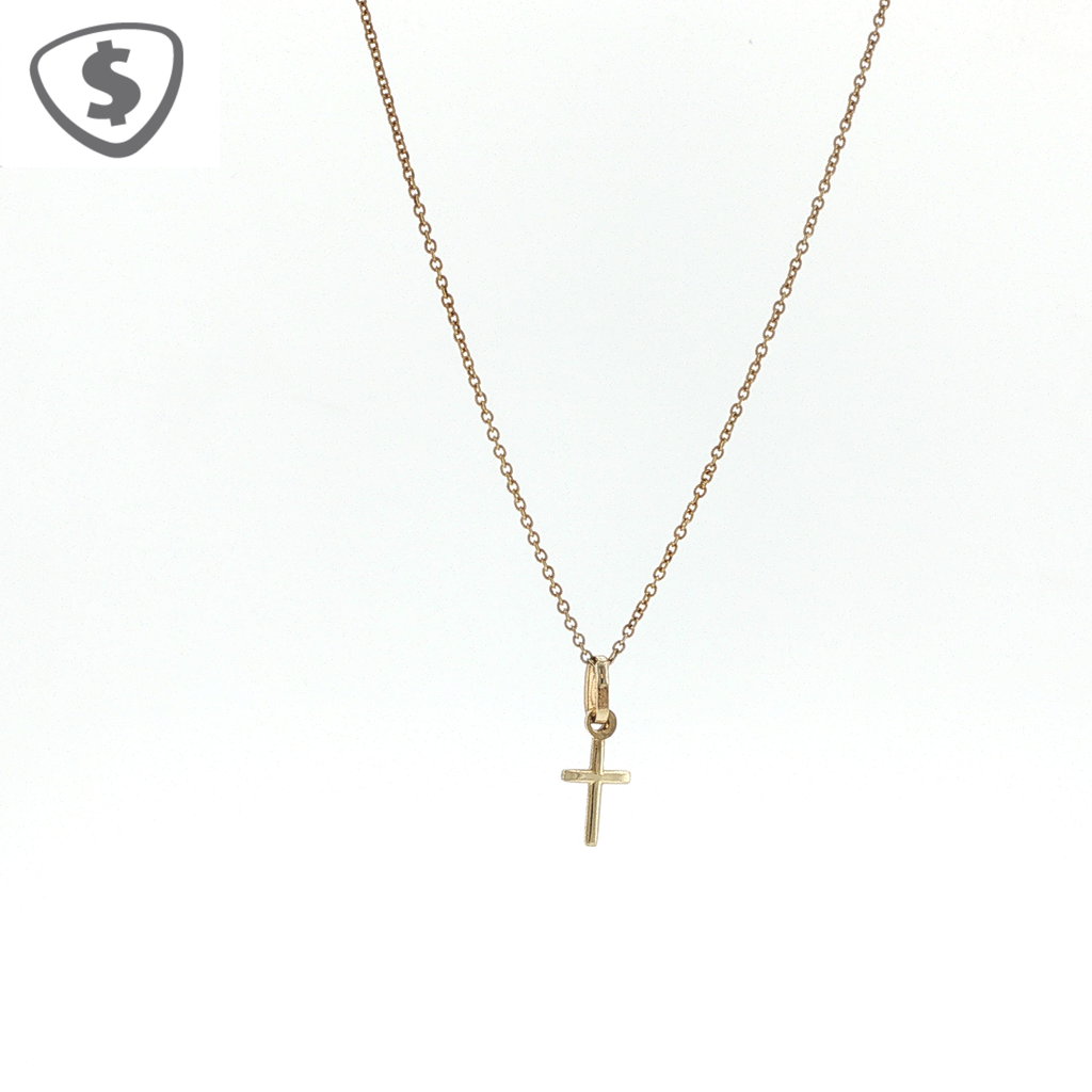9ct Yellow Gold Minimalist Cross Pendant Necklace