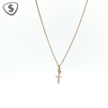 9ct Yellow Gold Minimalist Cross Pendant Necklace