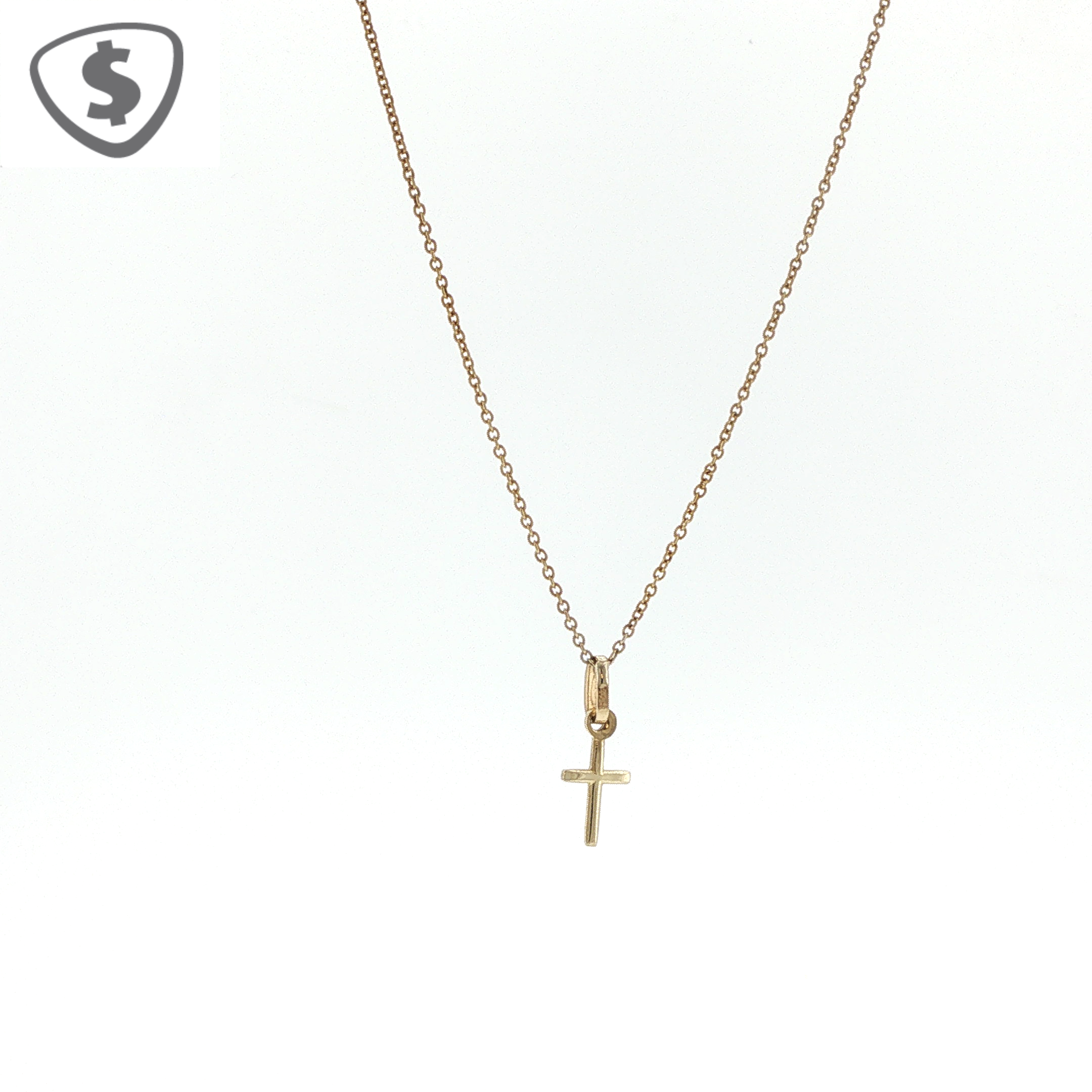 9ct Yellow Gold Minimalist Cross Pendant Necklace