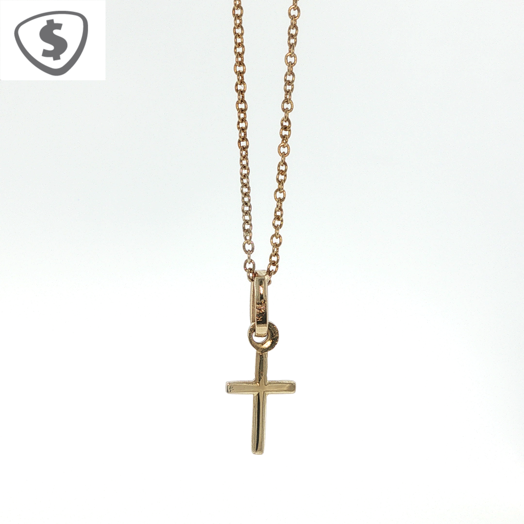 9ct Yellow Gold Minimalist Cross Pendant Necklace