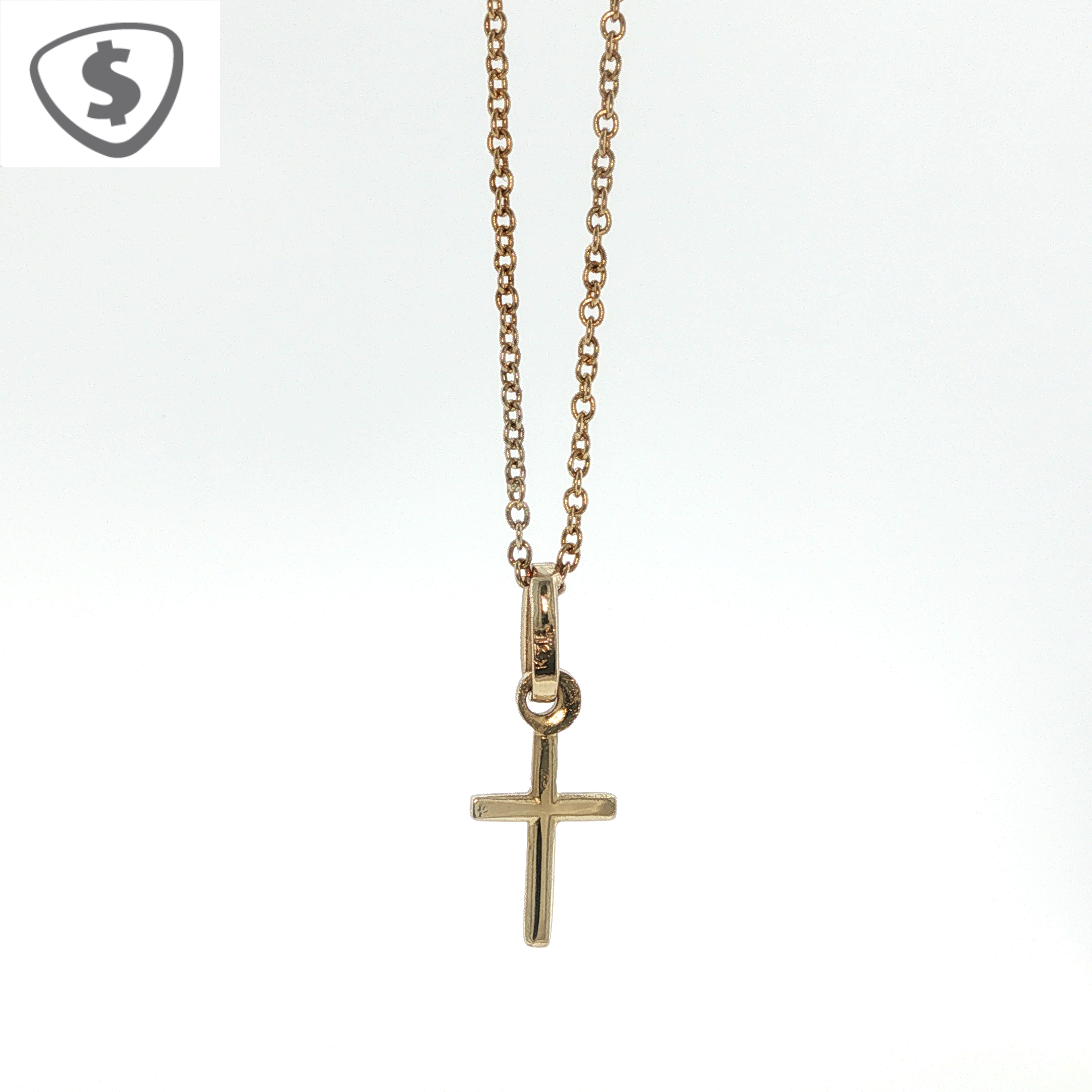 9ct Yellow Gold Minimalist Cross Pendant Necklace