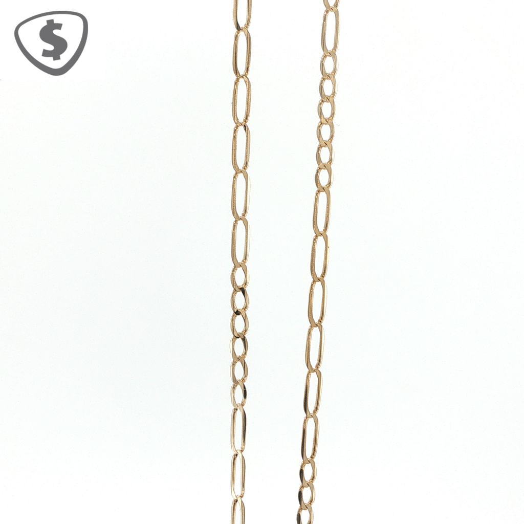 9ct Yellow Gold Cross Pendant on Elongated Link Chain