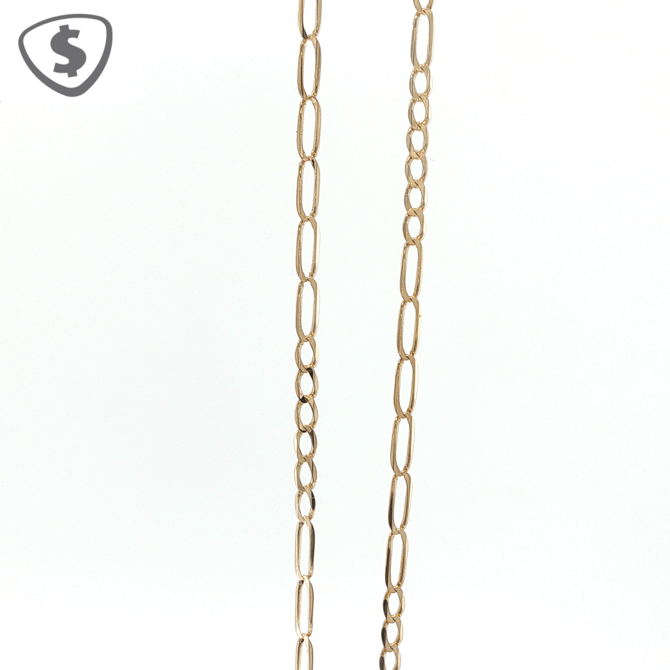 9ct Yellow Gold Cross Pendant on Elongated Link Chain