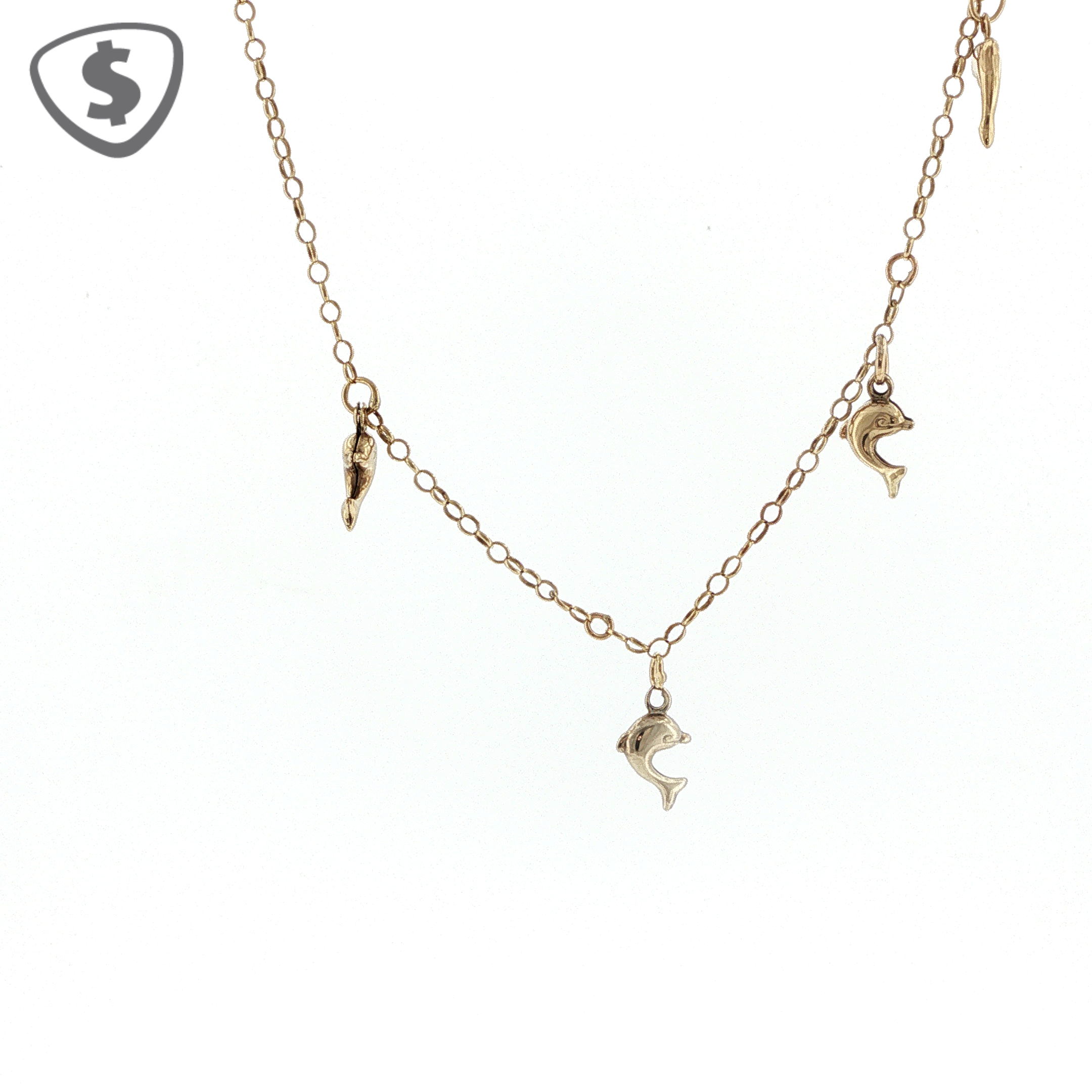 9ct Yellow Gold Dolphin Charm Bracelet