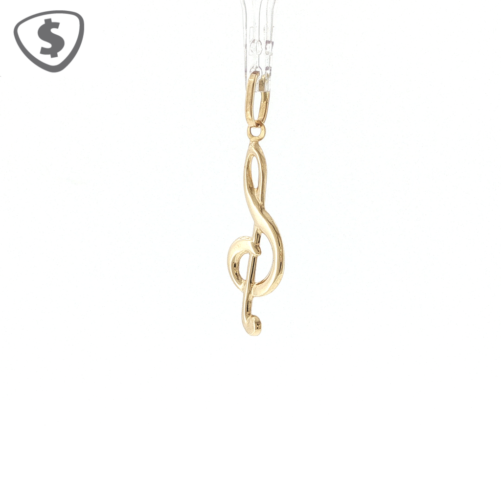 18ct Yellow Gold Treble Clef Musical Note Pendant