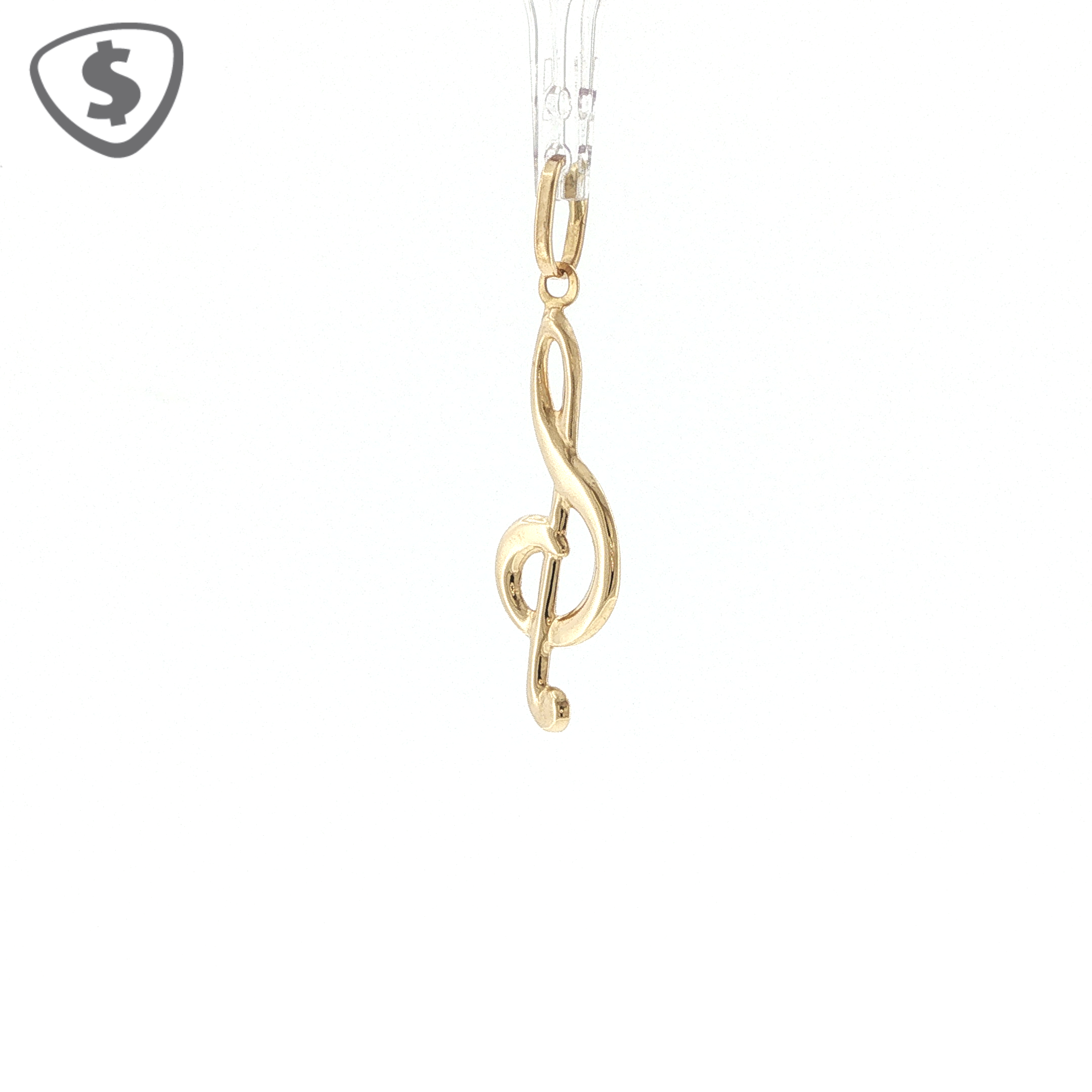 18ct Yellow Gold Treble Clef Musical Note Pendant