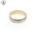 9ct Gold Two Tone Patterned Wedding Ring