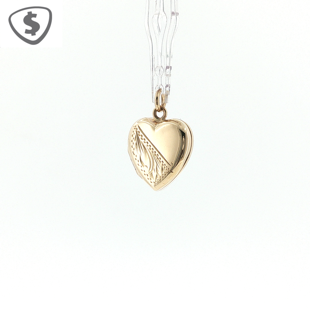 9ct Yellow Gold Engraved Heart Locket