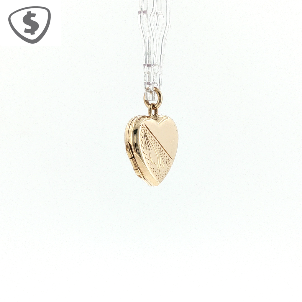 9ct Yellow Gold Engraved Heart Locket