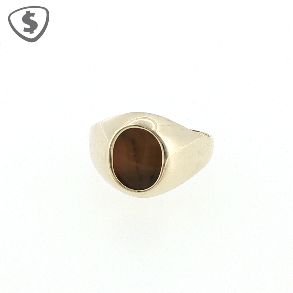 9ct Yellow Gold Agate Signet Ring